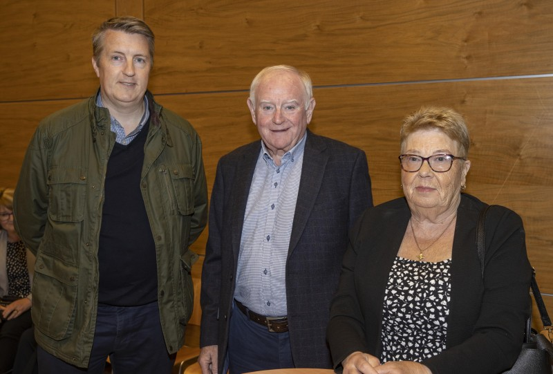 Eugene Wallace, Paddy Reilly and Margaret Gilmore pictured in Cloonavin at a reception for St Vincent de Paul volunteers.