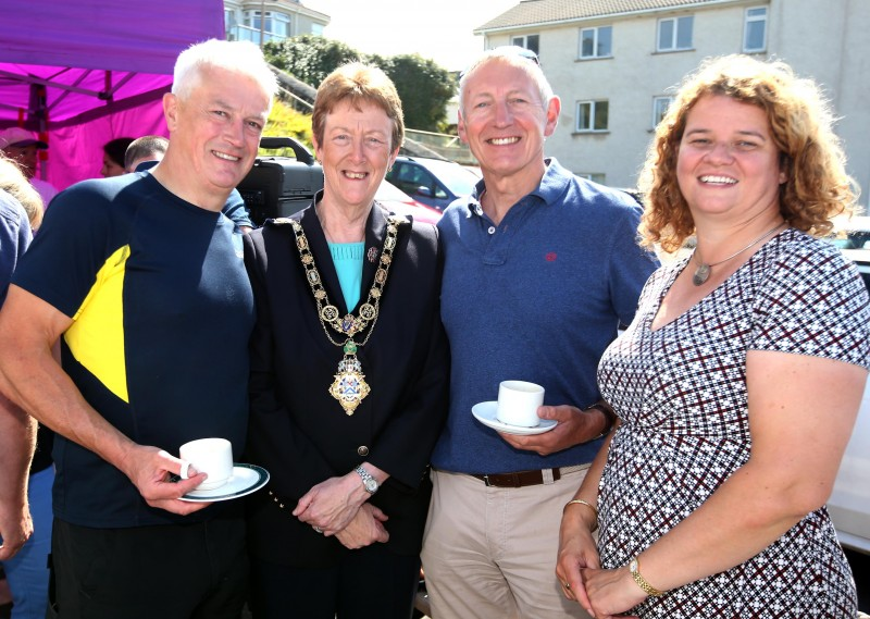 Ivan Goldsworthy, the Mayor of Causeway Coast and Glens Borough Council, Councillor Joan Baird OBE, George Brien and Eimear Flanagan pictured at the event held to mark the unveiling of the new discovery point plaque near Berne Harbour in Portstewart.
