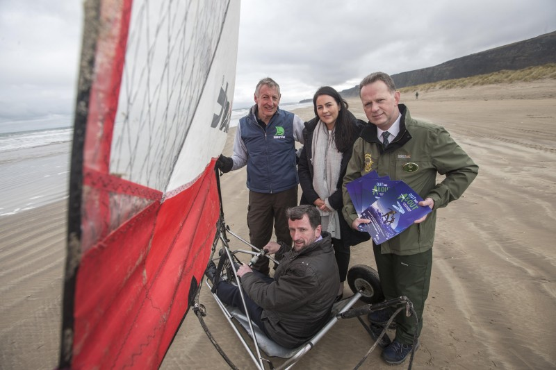 Benone Beach provides the breath-taking backdrop as horse rider Hannah Patterson from Crindle Stables and surfer Dan Lavery from Long Line Surf School help to launch the new 'Out and About in the Causeway Coast and Glens' campaign which runs from March 23rd - 30th.