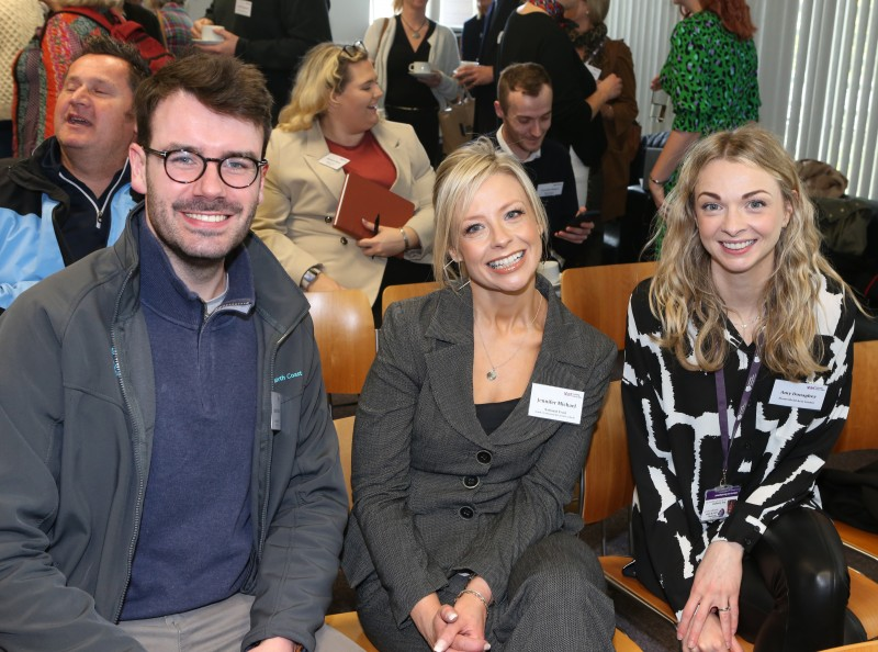 Attendees at Council’s recent Tourism event for business included, Conchúr Dowds National Trust, Jennifer Michael National Trust and Amy Donaghey Arts Marketing and Engagement Officer Flowerfield and Roe Valley Arts Centres. The group are pictured seated at the event.