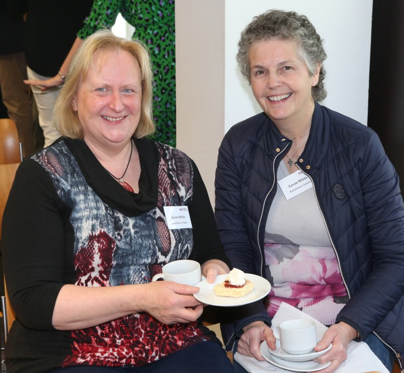 Karen White of Maddybenny Cottages and Eavam White from Maddybenny Campsite enjoy the refreshments at Council’s recent tourism event in Cloonavin. The pair are pictured seated at the event.