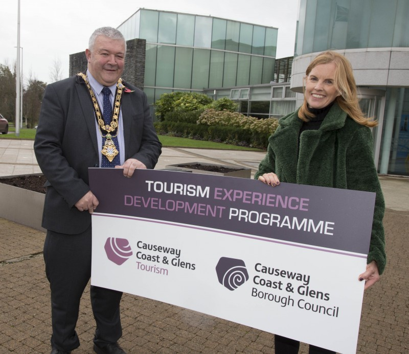 The Mayor of Causeway Coast and Glens Borough Council, Councillor Ivor Wallace, pictured with Council’s Destination Manager Kerrie McGonigle as they launch a second round of the successful Tourism Experience Development Programme.
