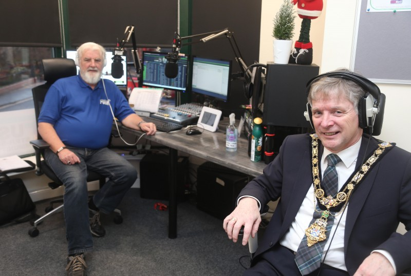 Presenter Hector Wishart from FUSE FM, the only dedicated Ulster Scots radio station, pictured with the Mayor of Causeway Coast and Glens Borough Council Alderman Mark Fielding.