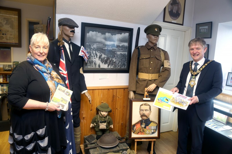 Joanne Honeyford welcomes the Mayor of Causeway Coast and Glens Borough Council Alderman Mark Fielding to Cuil Rathain Historical & Cultural Centre in Coleraine during Ulster Scots Week.