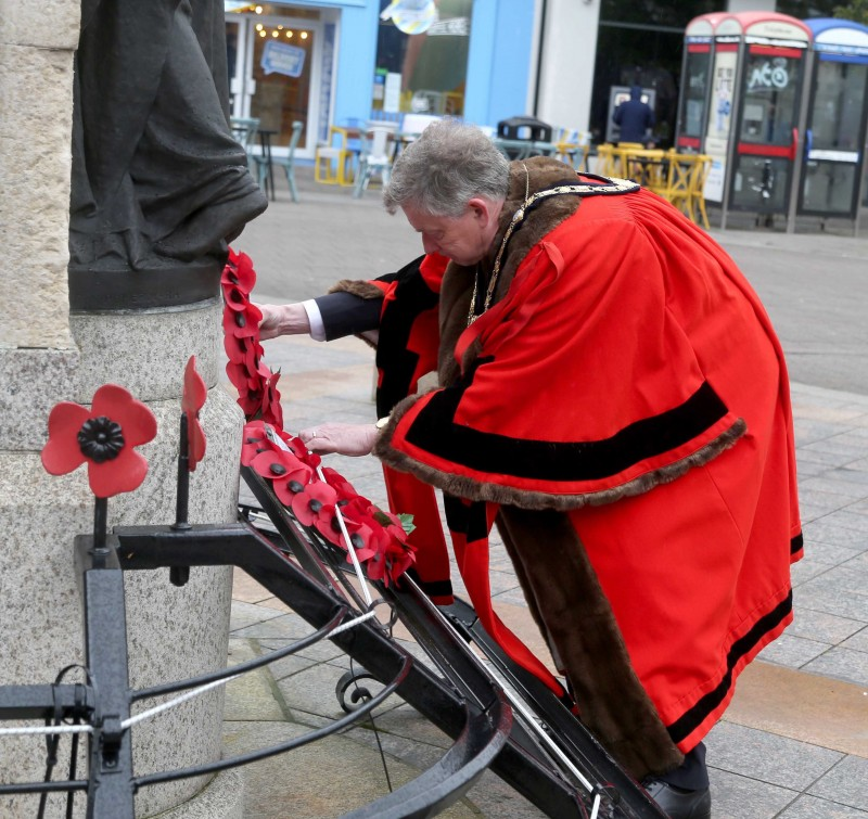 The Mayor, Alderman Mark Fielding, accompanied by the Mayoress Mrs Phyllis Fielding, laid a wreath during the proceedings