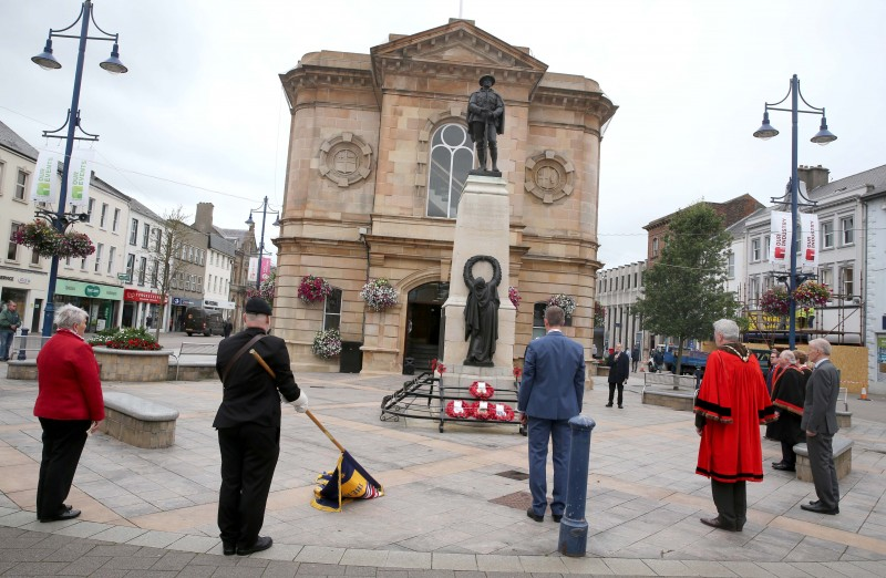 The scene at the War Memorial in Coleraine during the VJ Day service held on Monday 16th August.