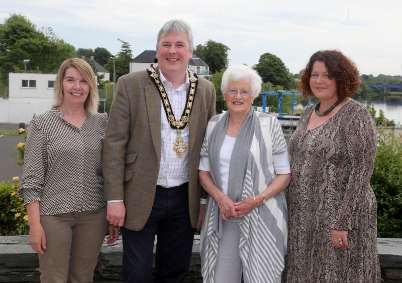Mary McNickle from Causeway Volunteer Centre, the Mayor of Causeway Coast and Glens Borough Council Councillor Richard Holmes, Pat Crossley representing the RNLI and MS Society and Grainne McCloskey from the Eden Project pictured at the reception held in Cloonavin.