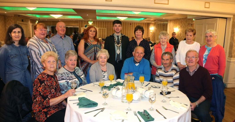 Members from Evergreen Club in Ballymoney and Ballybogey Community Association pictured with the Mayor of Causeway Coast and Glens Borough Council Councillor Sean Bateson at the Volunteers’ Week celebration at The Bushtown Hotel.