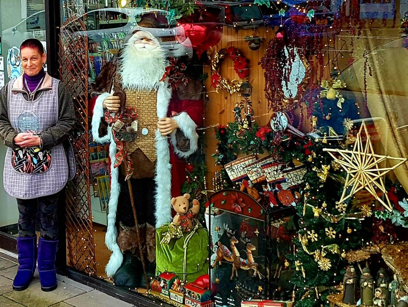 Karen Carleton from Carleton’s Corner Shop, winner of the Christmas window competition in Bushmills.