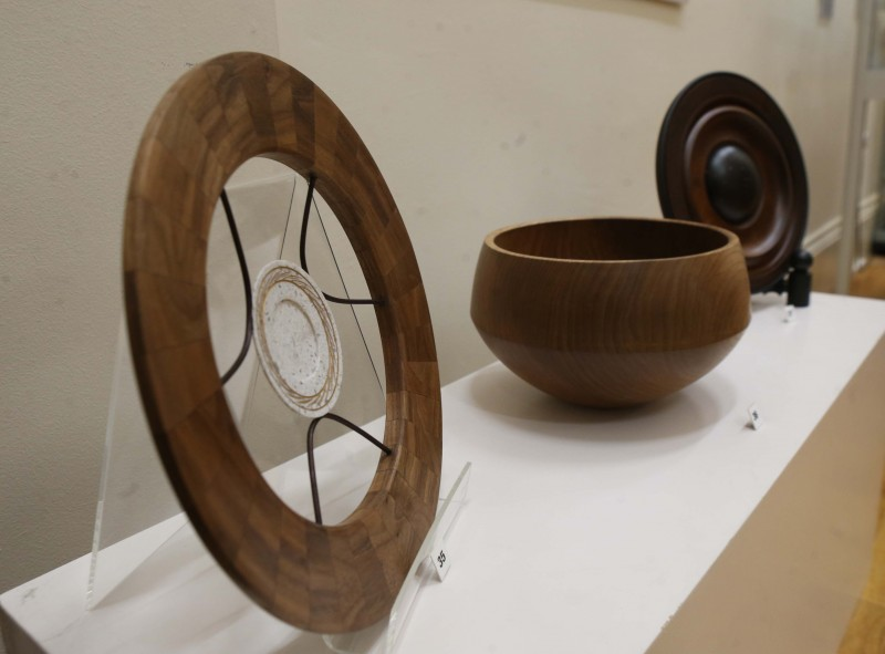 Some of the outstanding items of woodwork on display at the Woodturning Exhibition in Ballymoney Museum.