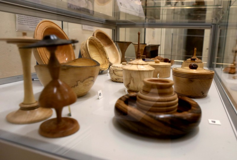 Some of the outstanding items of woodwork on display at the Woodturning Exhibition in Ballymoney Museum.