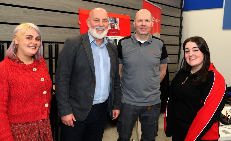 Marc McGerty, Causeway Coast and Glens Labour Market Partnership (LMP) manager with staff from The LYCRA Company at the GEMX interactive roadshow.