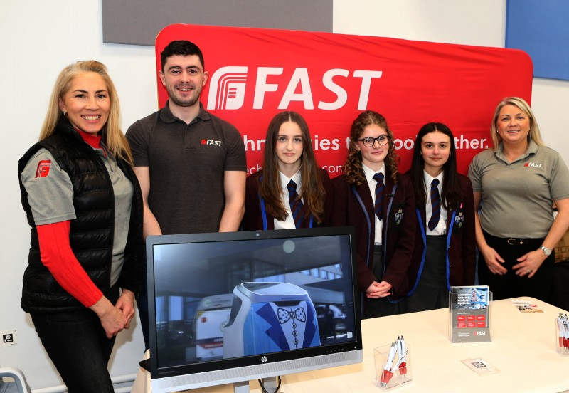 Pupils from Dalriada School with staff from FAST at the GEMX roadshow.