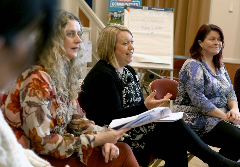 Pictured at the Inspiring Ideas workshop in Ballymoney Town Hall are Catherine Farrimond, Community Development Officer, Causeway Coast and Glens Borough Council, Louise Scullion, Community Development Manager, Causeway Coast and Glens Borough Council and Grainne Mc Closkey, The Big Lunch Project.