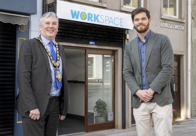 The Mayor of Causeway Coast and Glens Borough Council, Councillor Richard Holmes, recently visited The WorkSpace in Portrush to mark its official opening with owner Ben Brennan.