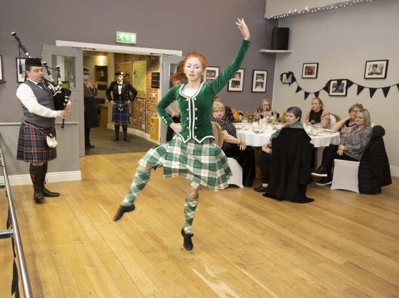 Guests enjoy a performance from Sollus Highland Dancers with music from piper Darren Milligan.