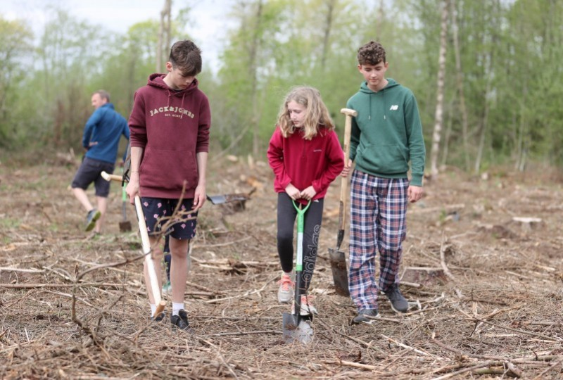 Some of the young volunteers who helped with the tree planting initiative at Drumaheglis Holiday Park and Marina as part of The Queen’s Green Canopy.