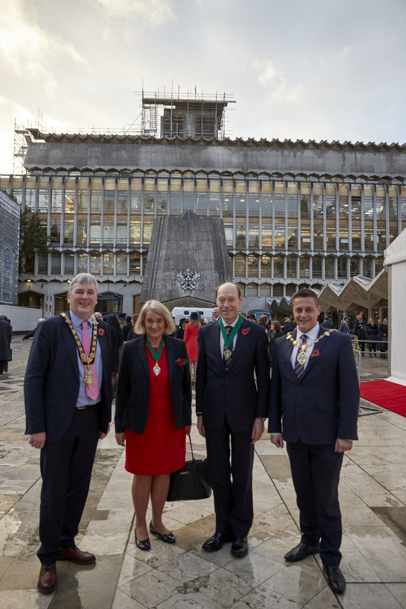 The Mayor of Causeway Coast & Glens Borough Council, Councillor Richard Holmes, pictured with Mrs Wendy Hyde, Deputy Governor of the Irish Society, the Secretary of the Irish Society, Edward Montgomery, and the Mayor of Derry City & Strabane District Council, Alderman Graham Warke, during a recent visit to London organised as part of Council’s ongoing NI 100 programme of events.