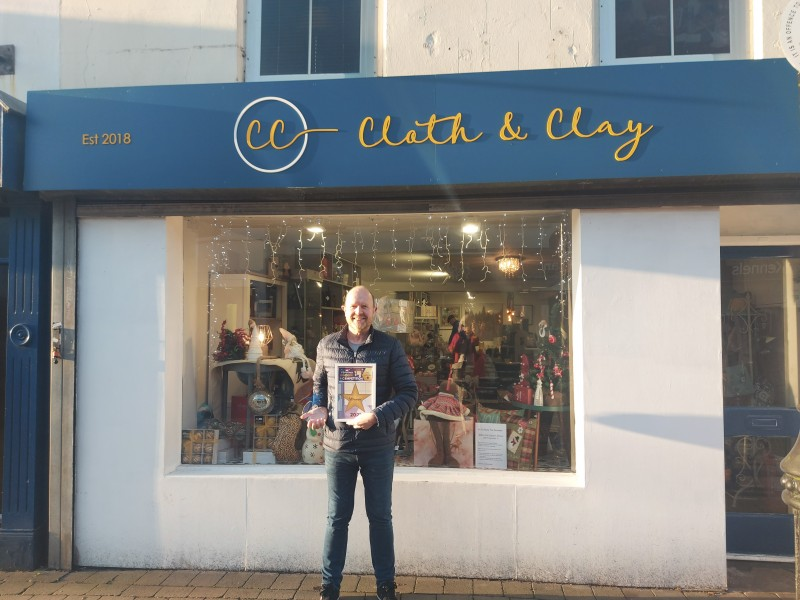 Richard Smyth from Cloth and Clay, winners of the Best Dressed Christmas Window in Ballymoney.