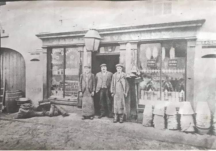 Hugh McCurdy’s shop, one of the businesses located on Nailer’s Row in Ballycastle, from around 1894 courtesy of Moyle Memories