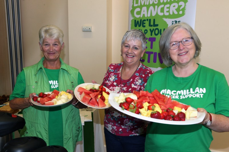 Pictured at Council’s Macmillan Coffee Morning (l-r) Linda McCandless, Yvonne Bloomer, Brenda Mullin- Move More participants.