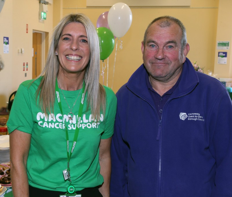 Pictured at Council’s Macmillan Coffee Morning, Catherine King and James Wilmot.