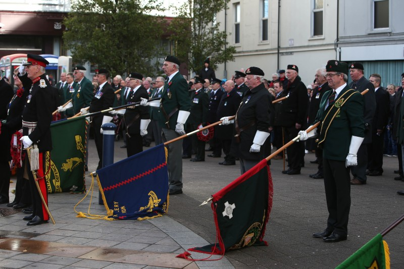 Pictured are the large crowd that attended the Remembrance Sunday service in Coleraine on Sunday.