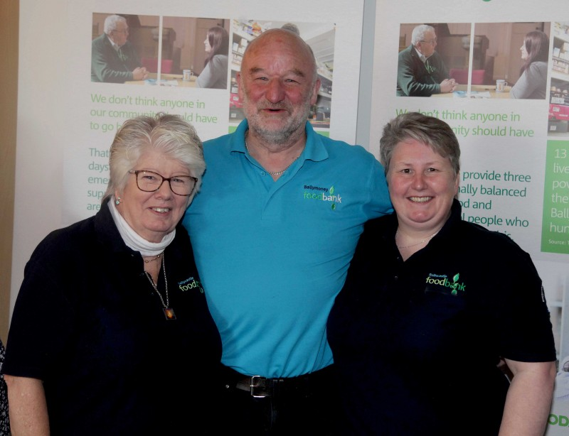 Christine Mitchell & Ashley Todd from Ballycastle Foodbank and Peter Rollins from Ballymoney Foodbank.