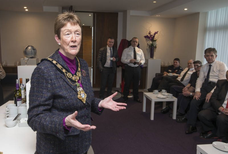 The Mayor of Causeway Coast and Glens Borough Council, Councillor Joan Baird OBE, speaking at the reception.