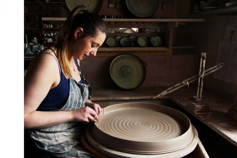 Fiona Shannon pictured as she begins the process of crafting her handmade ceramics at the potter’s wheel.