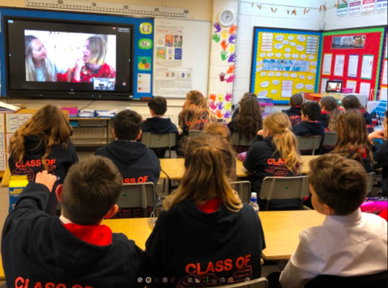 Pupils from Irish Society Primary School in Coleraine take part in a live reading and workshop as part of Causeway Coast and Glens Borough Council Good Relation’s Team Tolerance Day Programme