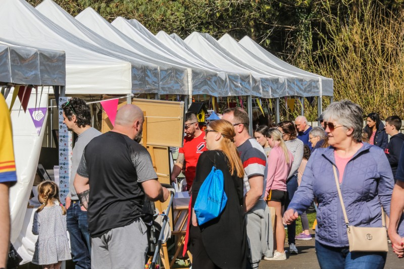 Visitors enjoy a browse at the Naturally North Coast and Glens Artisan Market during the Great Outdoors Festival held at Benone.