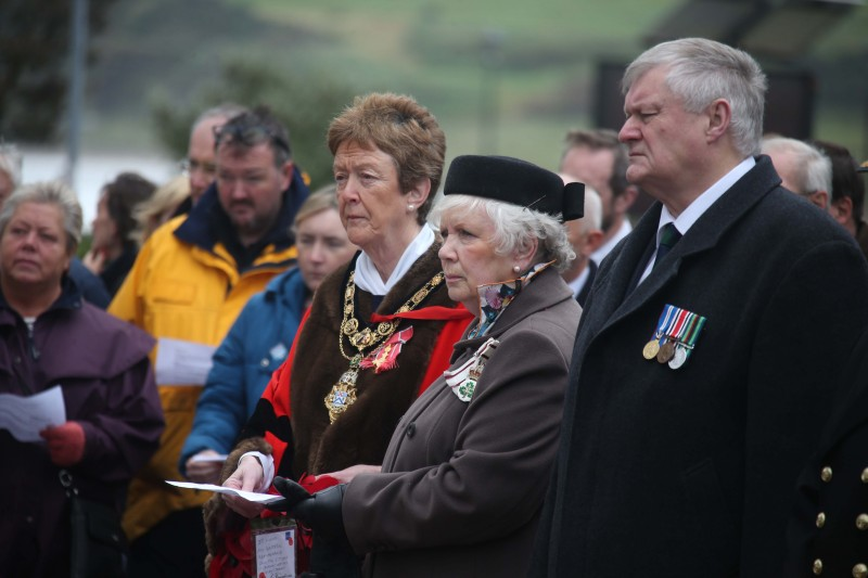 The Mayor of Causeway Coast and Glens Borough Council, Councillor Joan Baird OBE, pictured with the Lord Lieutenant for County Antrim Joan Christie and Gardiner Kane.