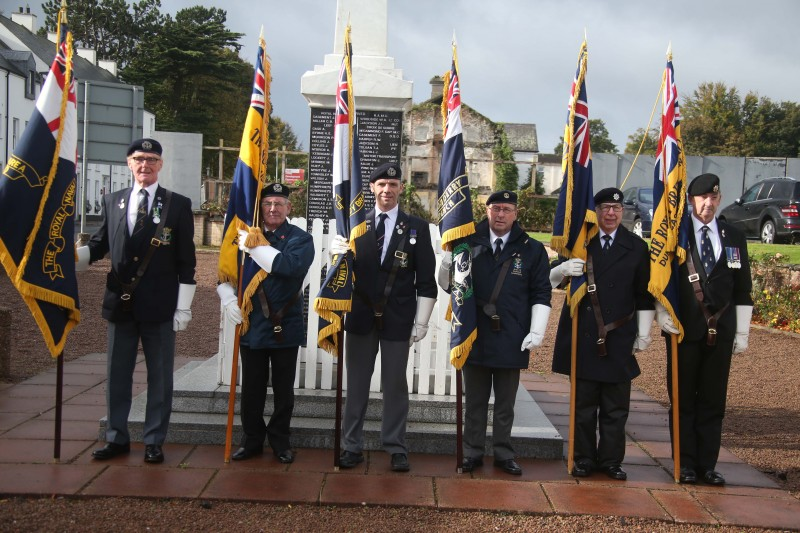 Standard bearers pictured during the centenary commemoration for HMS Drake in Ballycastle.