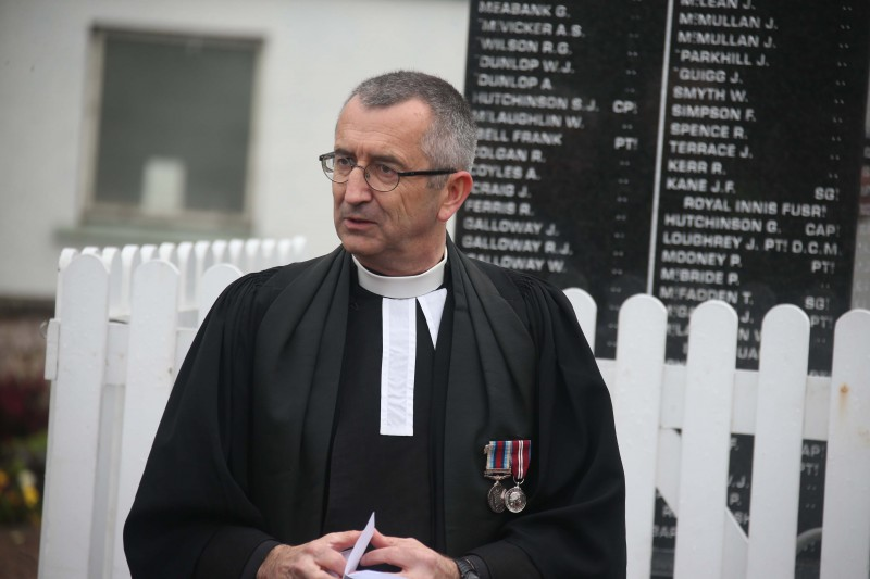 Royal Navy chaplain Reverend Rowe pictured at the HMS Drake centenary commemoration in Ballycastle.