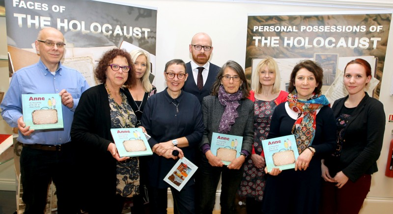 Pictured at the event in Ballymoney Museum are from left, Publisher Robert Gray (Solis Press), Helen Perry (Museum Services Development Officer), Julie Welsh, (Head of Service for Community & Culture), Artist Heidi Drahota, Councillor Darryl Wilson, Roberta Bacic, (Curator Conflict Textiles), Margaret Edgar, (Cultural Services), Lesley Gray (Editor & Writer) and Rachael Garrett (Museum Officer).