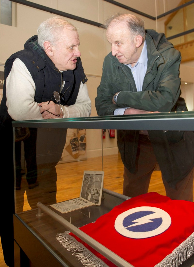 Dr Norman Hamilton and Creighton Hutchinson in discussion at the launch of Anne: An imagining of the life of Anne Frank held in Ballymoney Museum.