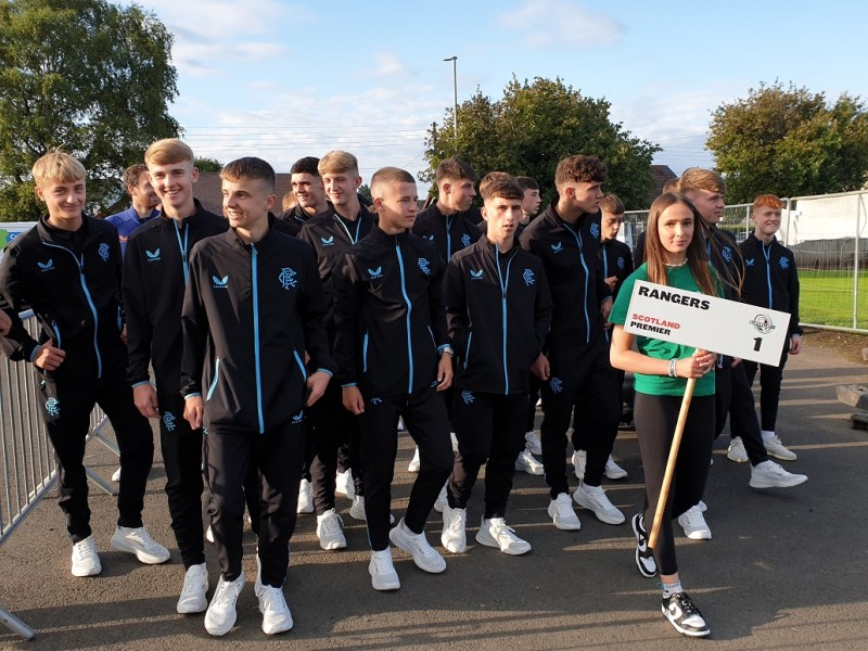 Young footballers from Rangers football club joined the Supercup NI opening parade alongside 64 other teams who formed part of the procession.