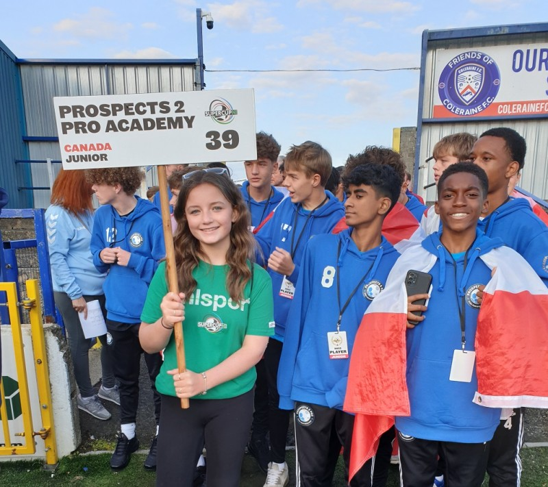 Young footballers from Canada joined the Supercup NI opening parade alongside 64 other teams who formed part of the procession.