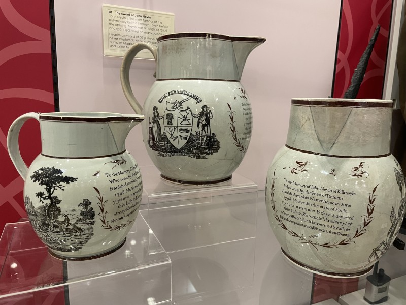 The John Nevin jug collection on display at Ballymoney Museum