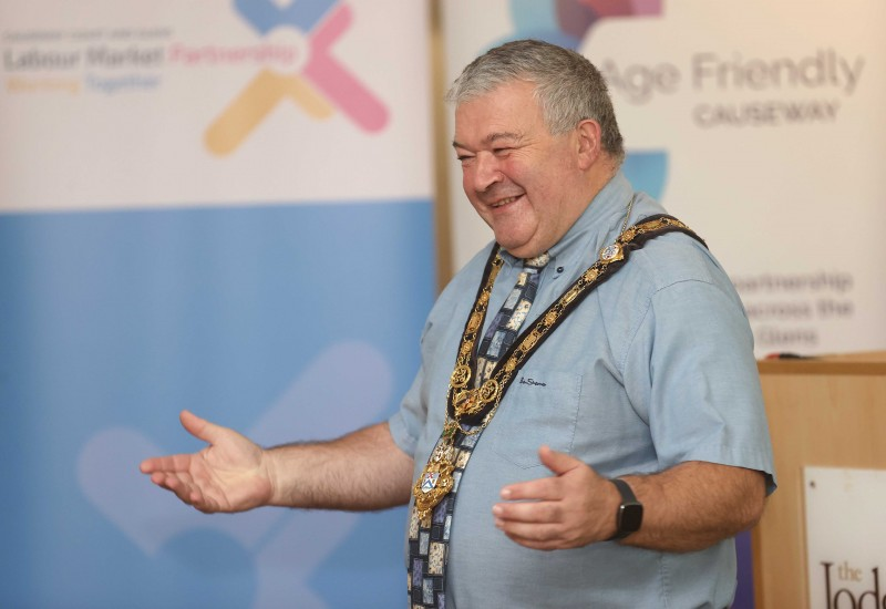 The Mayor of Causeway Coast and Glens Borough Council, Councillor Ivor Wallace, pictured at the recent Labour Market Partnership event for employers held during Positive Ageing Month.