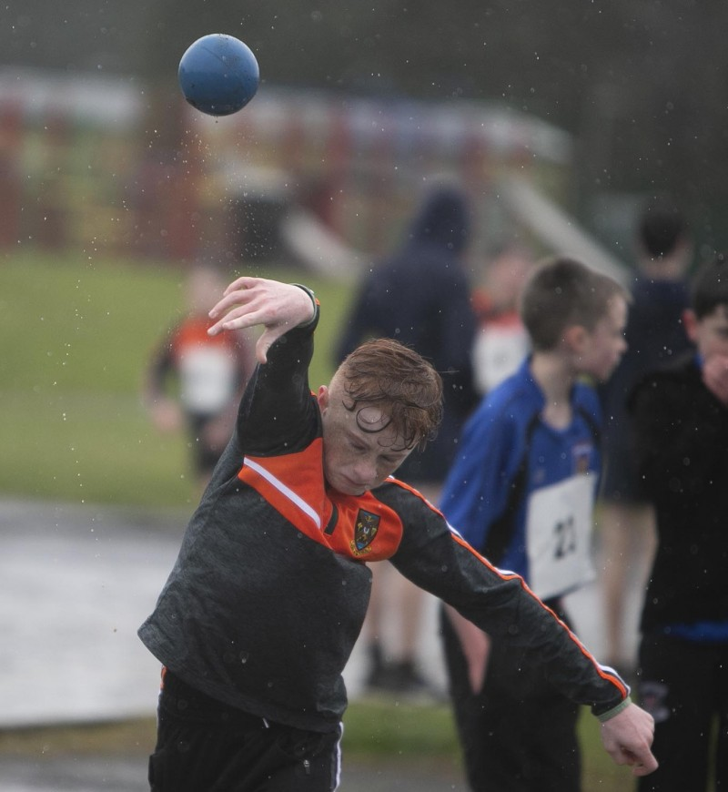 Concentrating hard on the shot putt at the Mary Peters Games organised by Causeway Coast and Glens Borough Council.