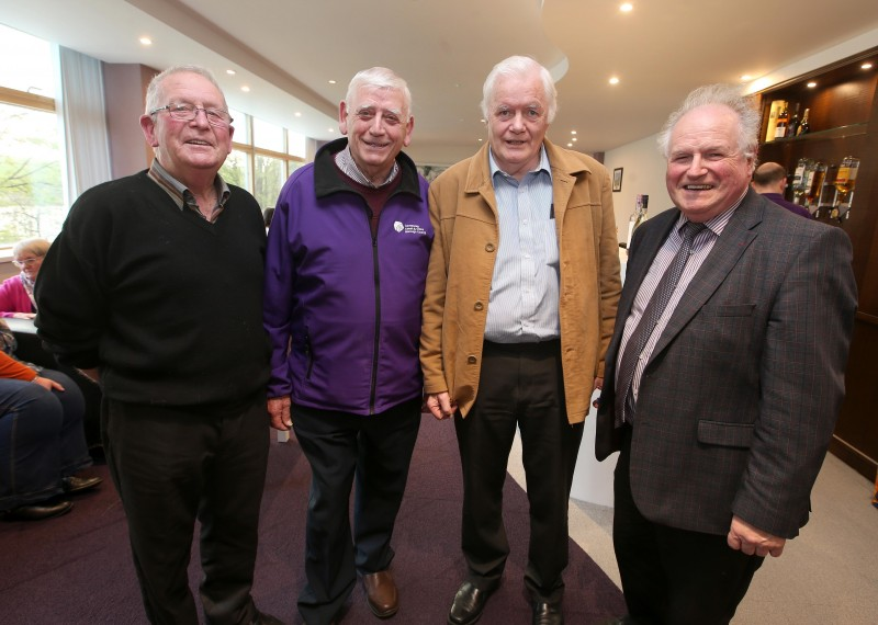 Stanley Jamison, Councillor William King, James Mc Carry and Alderman Norman Hillis pictured at the reception for the Glens of Antrim Comhaltas and Ballycastle’s Horse Ploughing and Heavy Horse Societies.