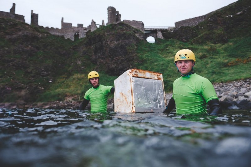 Volunteers from Sea2it, Causeway Coasteering and Causeway Boats removing marine waste from the bays beneath Dunluce Castle. Picture Credit: Matt Wright, Causeway Coasteering