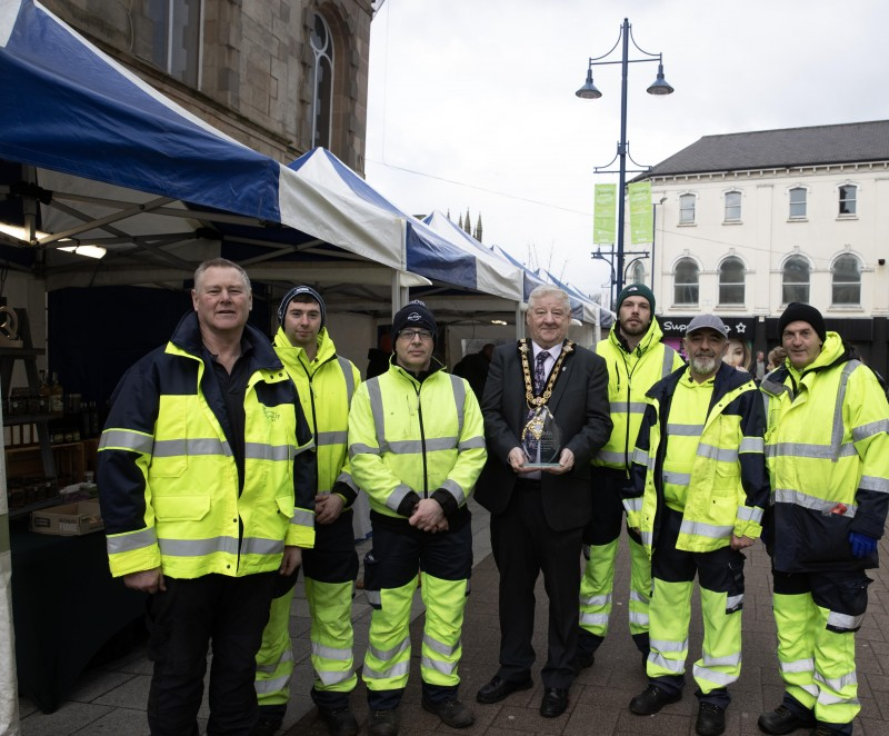 Mayor of Causeway Coast and Glens, Councillor Steven Callaghan congratulates the team of Council staff behind the award-winning Causeway Speciality Market.