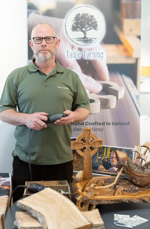 Gerard Gray of Taisie Turning is one of the local creatives who took part in the Northword Storytagging Project. Gerard demonstrated his skills at a special showcase event at Flowerfield Arts Centre, which brought together the crafts, stories and songs of those involved in the project.
