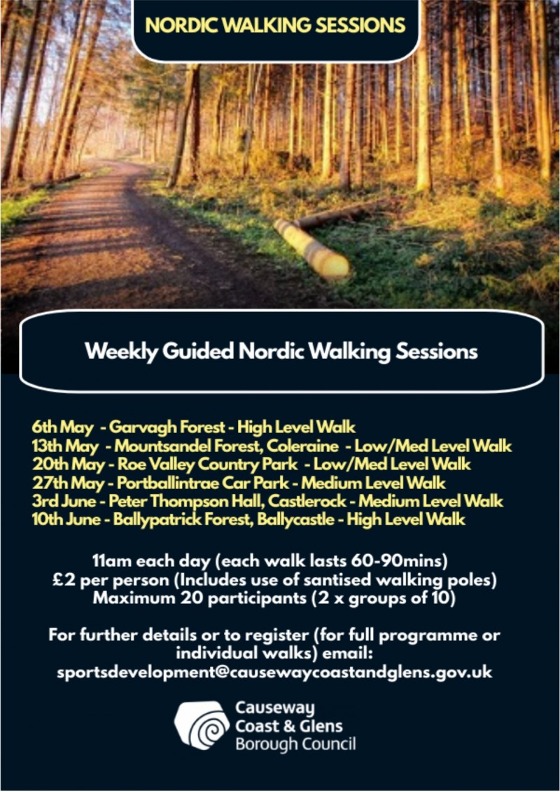 The six guided group walks, using Nordic walking poles, will take place across some of the Borough’s most beautiful forests, parks and Areas of Outstanding Natural Beauty during May and June.