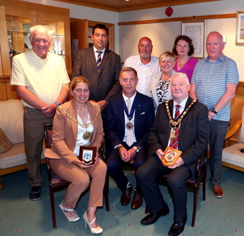 Mayor of Causeway Coast and Glens, Councillor Steven Callaghan pictured with the Mayor of Douglas, Councillor Natalie Byron-Teare, her husband Andrew, Councillor Jonathan McAuley and Alderman Sharon McKillop.