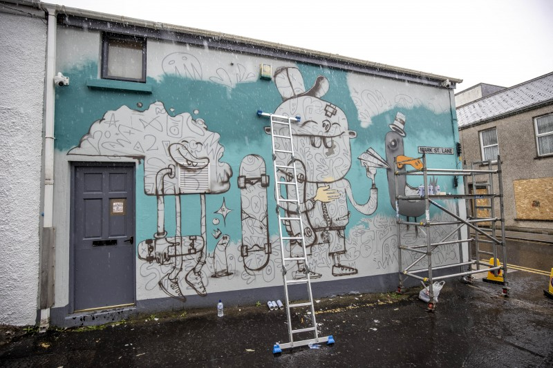 Art by KVLR being created at Atlantic Avenue in Portrush as part of the project funded by the Department for Communities through its Town Centre Covid-19 Recovery and Revitalisation programme.