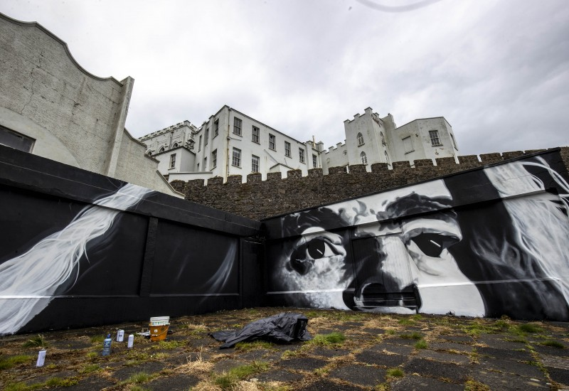 A mural by artist JMK at The Crescent below Dominican College Portstewart paying tribute to the neighbouring hall’s rock and roll past.
